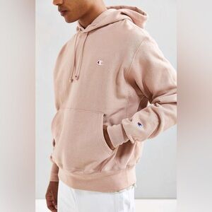 Champion Reverse Weave Hoodie Pink Peach Pullover Sweatshirt Tapered Medium